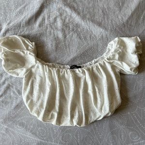 Urban Outfitters Off-the-shoulder Eyelet Crop Top